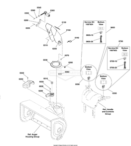 Chute And Rotation Group Diagram and Parts List for 1696159-00 (BP2132)(2012) Briggs and Stratton Snow Blower